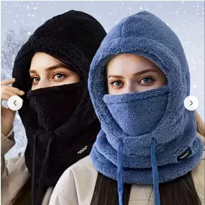 Adjustable Winter Balaclava Hat with Sherpa Hood, Windproof Ski Face Cover for Men and Women, Perfect for Cold Weather Sports