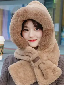 Winter Hat Scarf Hooded Set, Warm Fleece Lined Neck Warmer, Cold Weather Accessory for Men & Women, Stylish Winter Essentials