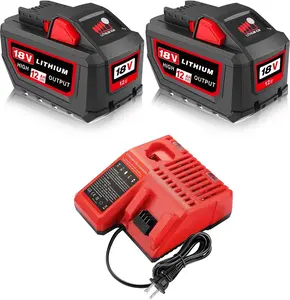 2Pack 12.0Ah Replacement for Milwaukee M-18 Battery and Charger Compatible with Milwaukee 18V Battery and 18 Volt Batteries Cordless Power Tools Lithium High Capacity