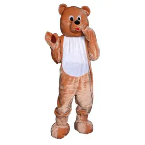 Teddy Bear Mascot Costume for Adults – Full Body Plush Jumpsuit with Animal Head Mask and Shoe Covers – Perfect for Halloween, Fantasy Theme Parties, School Events & Cosplay -  Menswear