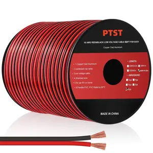 12/14/16/18 Gauge Wire, AWG Automotive Wire Electrical Wire 50/100FT 2 Conductor Red Black 12V/24V DC Cable LED Strips Extension Wire for Light Speaker Wire