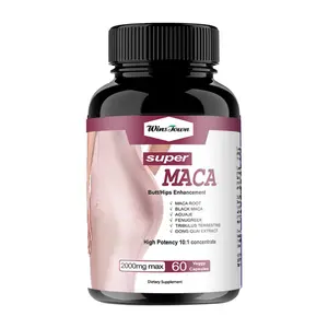 Wins Town Super Maca Capsules for Buttock High Potency 10:1 Concentrate 2000mg Max 60 Veggie Capsules Dietary Supplement