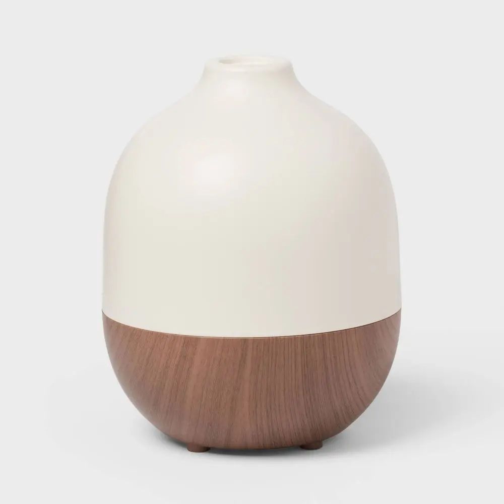 Threshold Aromatherapy Humidifier Diffuser, Large 300ml Electric Model with White Top, Woodgrain Base, Automatic Function, Power Adapter