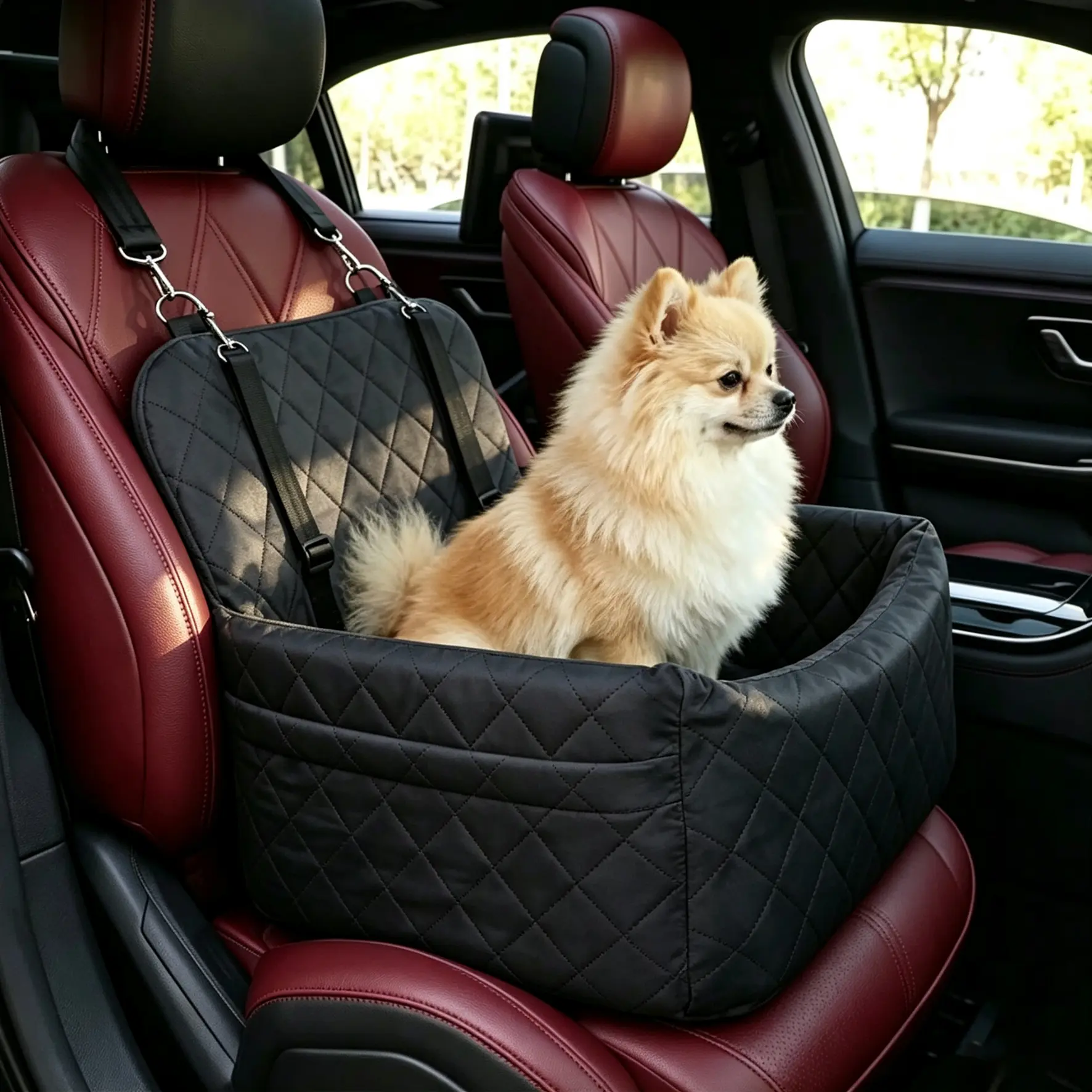 Pet bed for cars, portable pet car seat and dog booster seat, comfortable pet car bed, suitable for small and medium-sized dogs and cats, safety car seat for puppies, a great gift of car accessories for pet owners