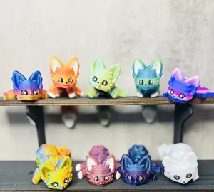Flexi Fox 3D Printed - Fully Articulated - Multicolored Variations - Desk Ornament - 3D Printed