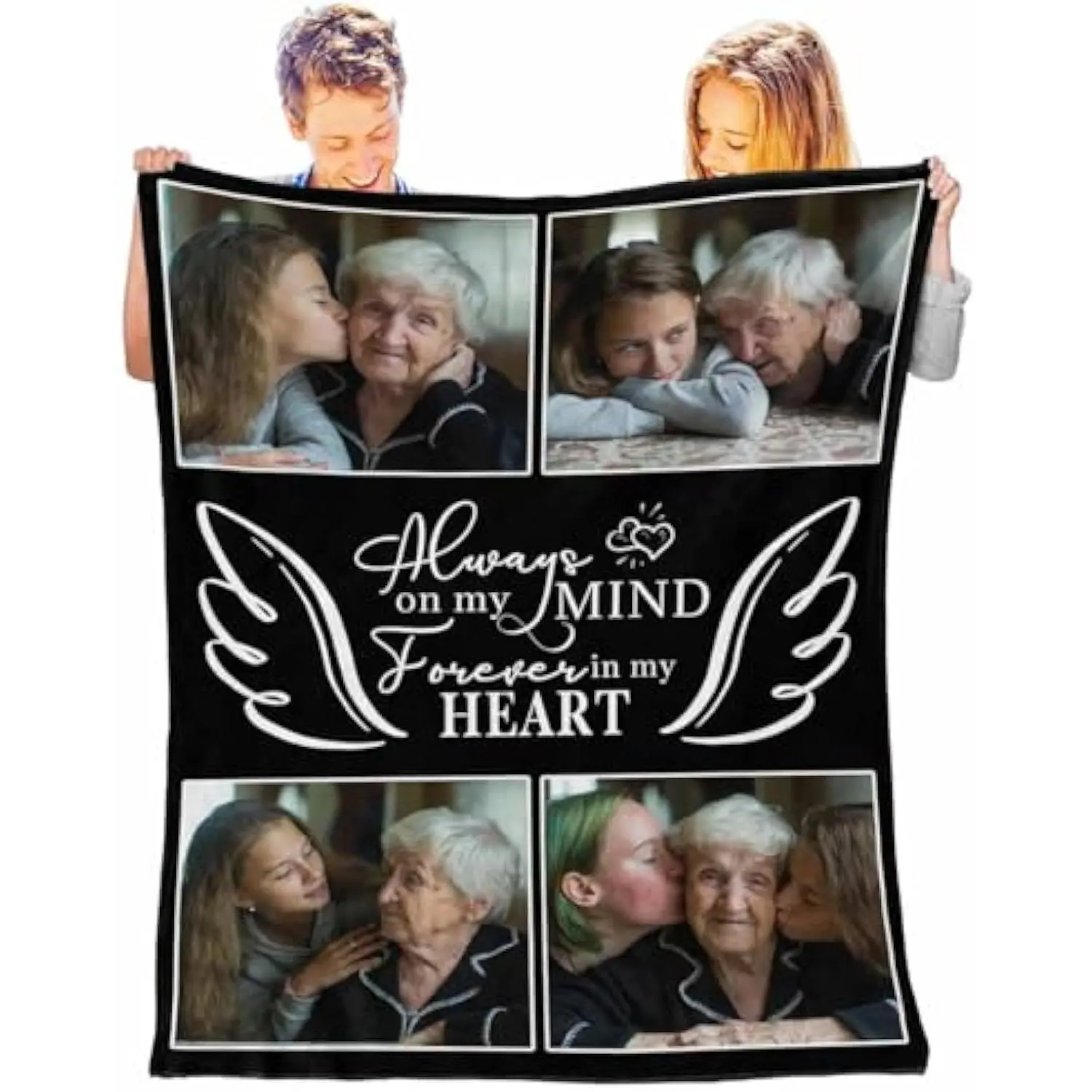 Eyesoul Personalized Memorial Picture Blanket - Wrinkle-Resistant, Breathable, Classic, Durable Custom Throw Blanket for Adults, Ideal Christmas & Loving Memory Gift