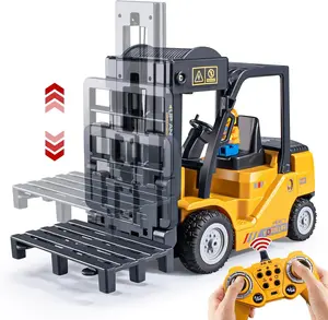 1:24 Scale Remote Control Forklift, 11 Channel Toy Forklifts for Kids, 2 Mode RC Forklift Truck with Spray Sound and Lights, 2.4Ghz RC Construction Vehicles Toy for Kids for 3+