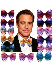 LED Glowing Rhinestone Bow Tie Party Decoration Belt, 10pcs Per Pack, Suitable for Adults and Teens, All Seasons, Bow Tie Design, Light Up Bow Ties