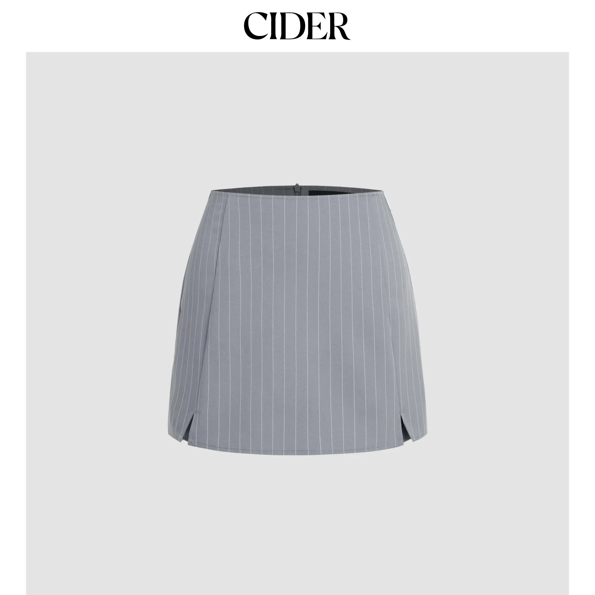 Cider Women's Stripe Mid Rise Polyester Elastane Mini Skort with a Front Zipper and Slit Detail, Striped, Mid Waist, Casual Pantskirts, Chic Pantskirts, Sizes Xs-Xl
