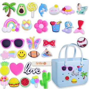 Charms for Beach Bag Accessories Beach Baseball Charms 30pack Random Color Cute PVC Rubber Beach Bag Charms Decoration,Bag Charms for Handbags Tote bags Girls Women Beach Charms