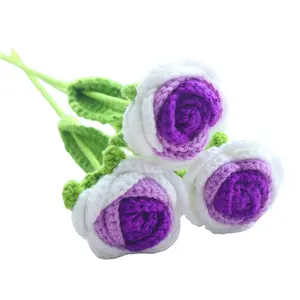 Handmade Crochet Rose Bouquet, Artificial Flowers, Faux Roses Bouquet, Wedding Bridal Bouquet, Home Decor, Party Decoration, Valentine's Day Gift