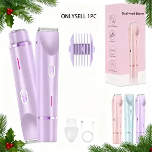 2 in 1 Dual Head Women's Electric Shaver for Men and Women Hair Removal Trimmer and Bikini Trimmer for Face, Arms, Underarms, Body - Christmas Gift, Arm and Leg Grooming, Underarm Shaving, Dual Head Shaver, Compact Shaver, Portable Hair Trimmer, Unisex