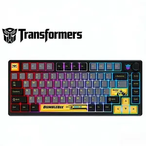 Transformers TF-GK03 RGB Knob Esports Gaming Keyboard 3-Mode Wireless Wired Bluetooth 81 Keys Hot-Swappable Gasket Structure PBT Keycaps 4000mAh RGB Backlit Full Key Anti-Ghosting Gaming Keyboard fathersdaygift