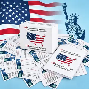 US Citizenship Flash Cards for Naturalization Test,128 USCIS Civics Questions & Answers, English Exam Prep & Essential Study Tool,Colored hard-bristled paper cards