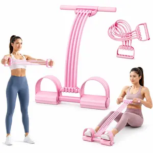 3-in-1 Pedal Resistance Band, 8-Tube Elastic Pull Rope with Handles, Adjustable Foot Pedal Exerciser for Home Use, Stretching, Arm & Leg Movement