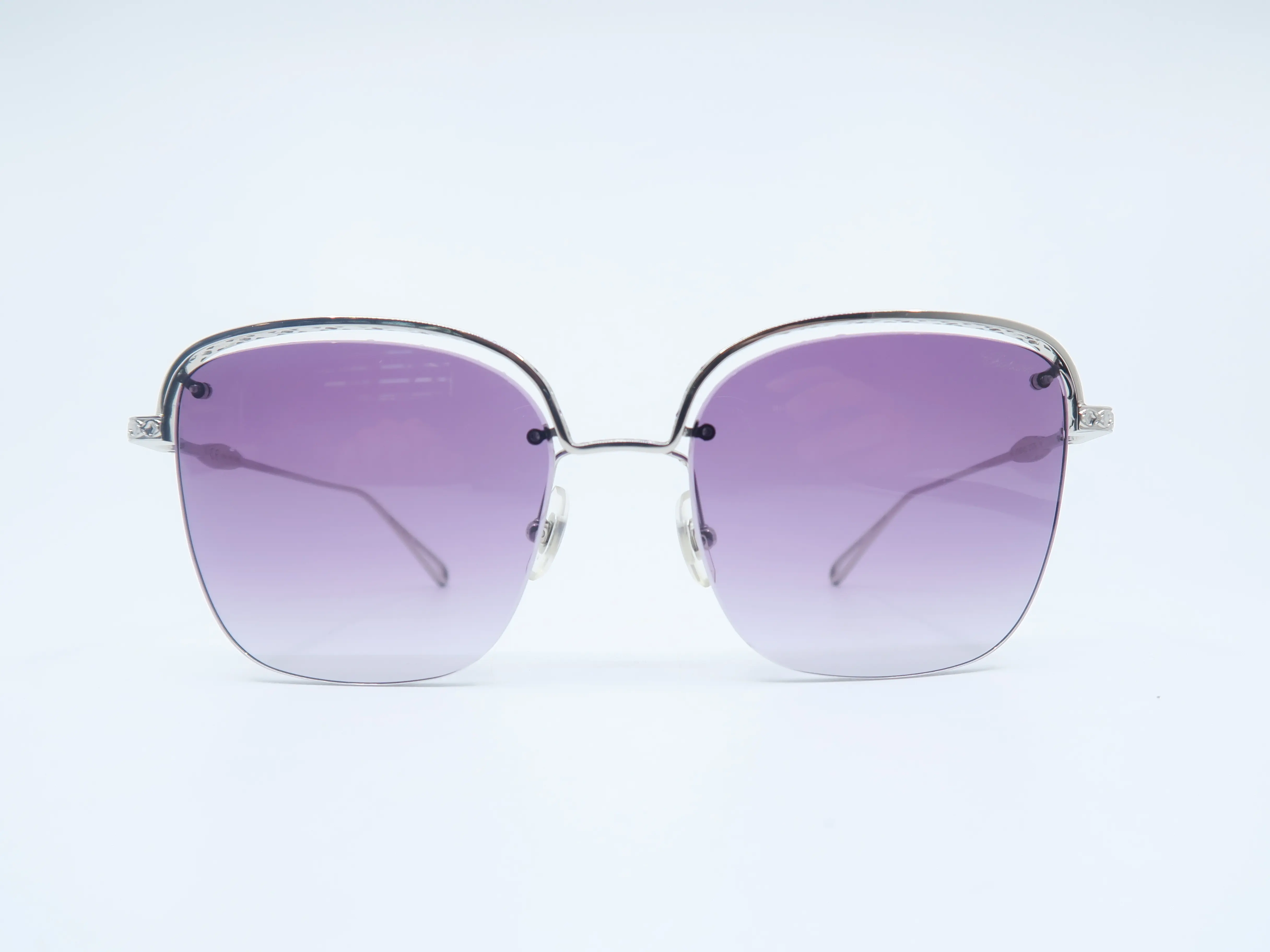 Chopard SCHD45S 0579 Women's Geometric Sunglasses, Semi-Rimless Titanium Frame with Lavender Gradient Lenses and Crystal Accents, 57mm, 57Mm 18Mm 135Mm