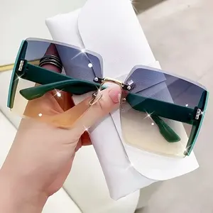 Oversized Square Fashion Glasses - Ladies' Flashy Golden Design - Suitable for Daily Life, Hiking, Trekking