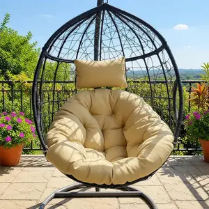 Outdoor Egg Chair Cushion, Waterproof Hanging Chair Cushion with Pillow, Replacement Cushion for Patio Furniture, U-Shape Swing