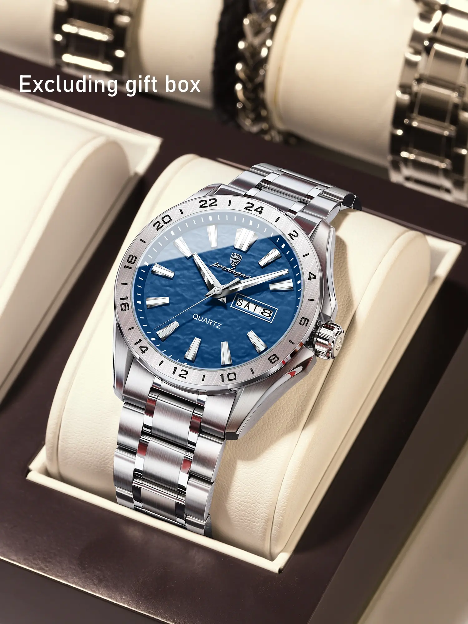 POEDAGAR leisure luxury men's watch high-quality waterproof night light fashion date calendar quartz men's watch
