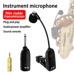 Saxofone Wireless Microphone Mic Saxophone Transmitter and Receiver UHF Professional Mikrofon Music Mike Microphon Kit Microfon amplifier recording outdoor performance clip U-band Live Broadcasting Equipment