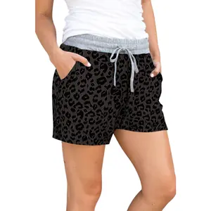 Leopard Drawstring Shorts in Gray