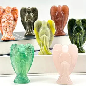 1pc Hand-Carved Natural Crystal Angel Figurine - Unique Quartz Home Decor, Ideal for Christmas, Halloween, Thanksgiving | Classic Style, Multi-Colored Stone Collection, Angel Decor