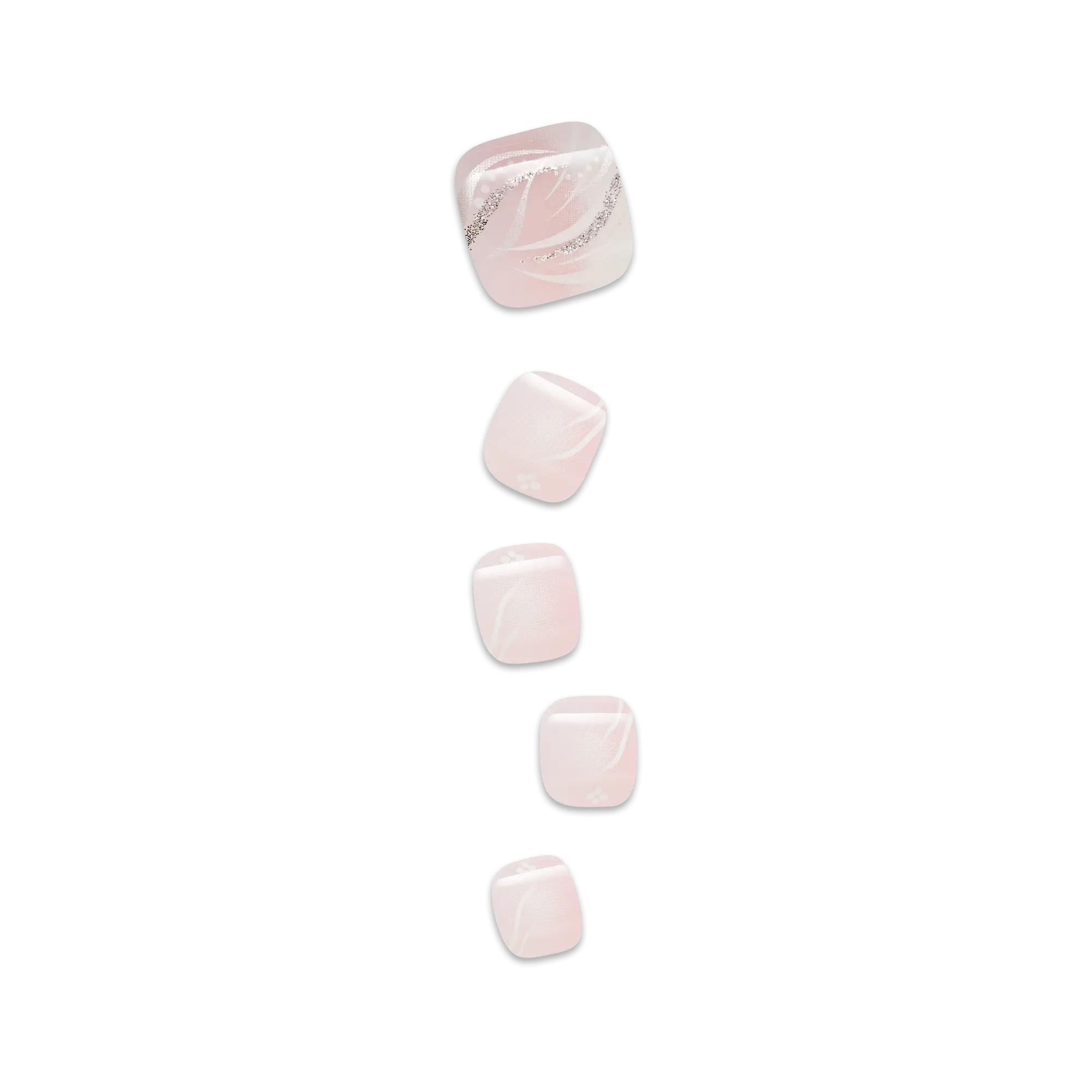 Impress Design No Glue Fake Press On Toenails - Is This Love | Design, Pink & White, Short, Squoval, Pedicure