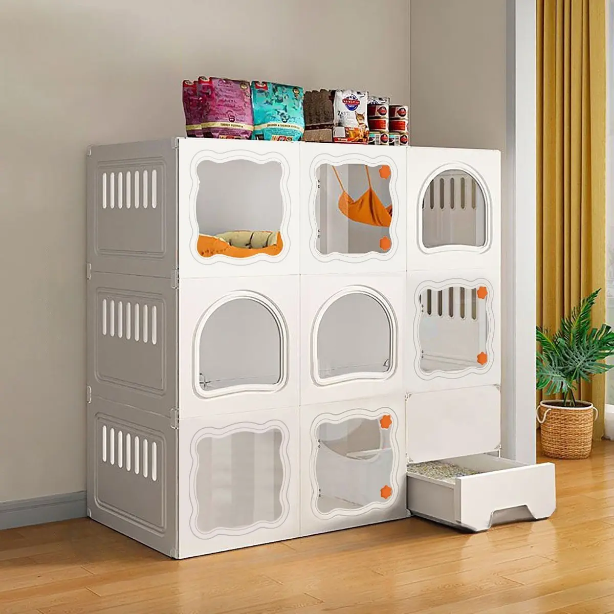 Integrated Cat Litter Box and Bed, Home Indoor Cat Furniture, Suitable for Kittens and Adult Cats, Compact Design for Apartments, Litterbox