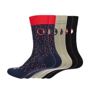 Beedlebug Sockietalkies Easy pull on socks with a positive message.  This men's 3 pair pack  includes a khaki, Plain black with red writing, a colorful navy, red and stars.
