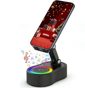 Inductive Bluetooth Speaker Phone Stand, Auto Sound Boost, Foldable Adjustable Stand, for iPhone, Android, Tablet, Home, Office, Travel (iOS & Android)