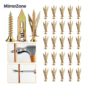 Drywall Self-Drilling Anchors with Screws Kit,Heavy-Duty Zinc-Plated Steel Anchors with Self-Tapping Screws,Easy Application,No Drill or Holes in Wall,Hollow Screws and Anchors for TV,Bicycle,Cabinet Fixing Accessories.
