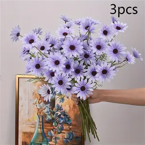 Realistic Artificial Bouquets with Chrysanthemums Chamomiles Daisies Cosmos, Wedding Engagement Home Decorations, Durable Plastic Flowers
