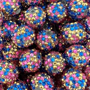 20mm Pink/Gold/Blue Dot Acrylic Rhinestone Beads