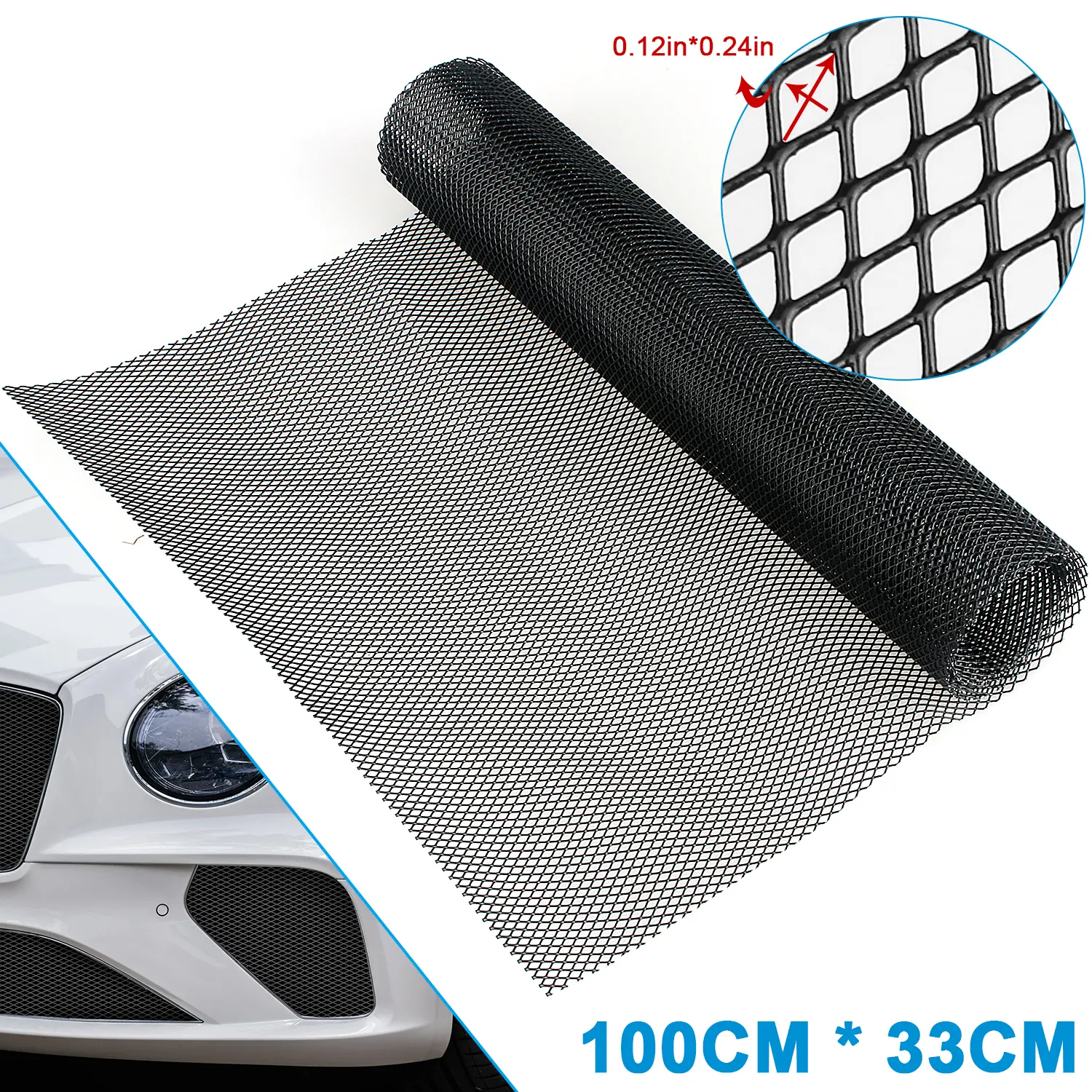 Universal Cuttable Aluminum Alloy Grille Mesh, Black Metal Radiator Guard, Anti-Debris Stone Shield Front Bumper Air Intake Cover for Cars SUV Trucks