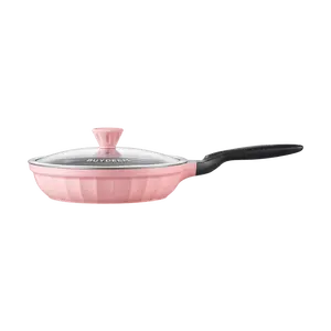 BUYDEEM 26cm Non-Stick Frying Pan, Pink, PFOA-Free, Easy Clean, Low Smoke, Ideal for Healthy Cooking