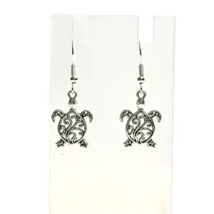 Simple Mini Slv Whimsy Turtle Earrings