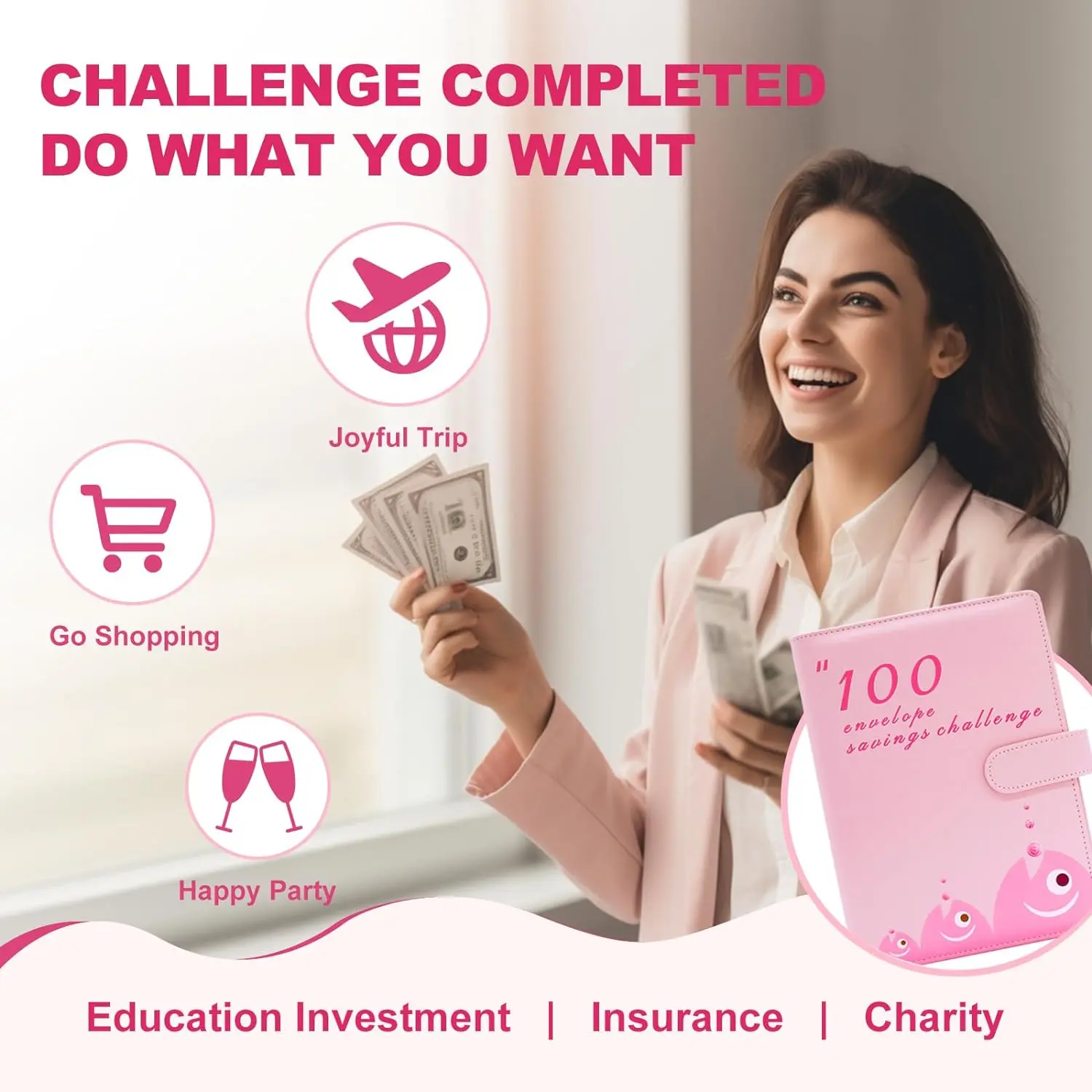 GoalBinder Compact: 5050 Challenge Portable Edition, Versatile A5 Budgeting & Saving Solution, Compact and Durable Money Challenge Binder, User-Friendly Financial Tracking with Reusable Features