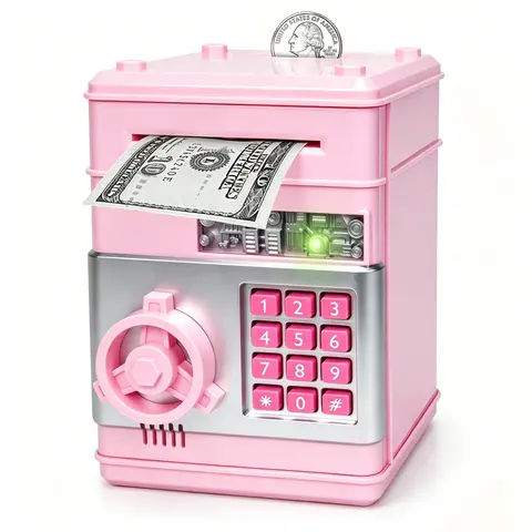 Cartoon Pig-Shaped Electronic Piggy Bank - ATM-Style Metal Geometric Code-Lockable Digital Coin Bank, Durable Home Supplies Home Decor, Perfect Back to School Birthday Gift for Kids