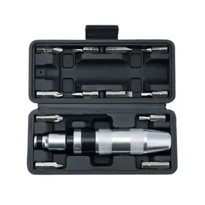 1/2" S2 Hand Impact Screwdriver, 12-Pieces Tip Styles Slotted, Phillips, Hex, Manual Reversible Impact Driver, Disengage Rusted Fasteners or Frozen Bolts, Ideal Hand Tool for Men, Dad