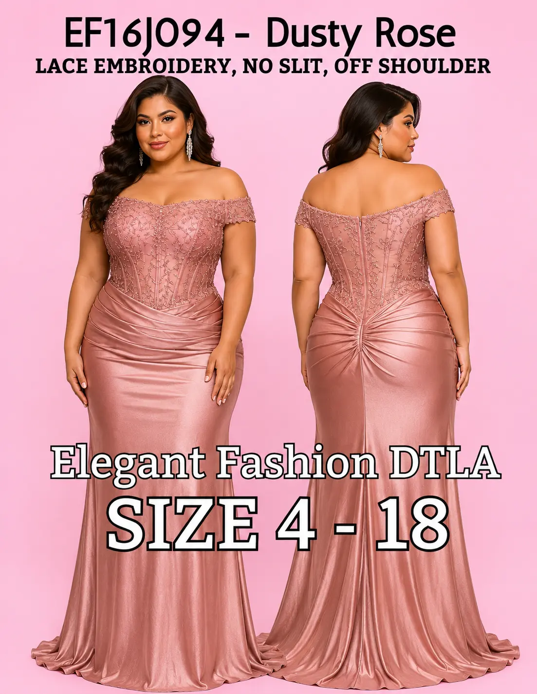 DUSTY ROSE (SIZE 10-20)✨ Elegant Fashion✨ EFJ094