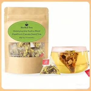 Evenings Unwind Herbal Tea - 10 Individually Wrapped Bags. A Soothing Caffeine Free Tisane with Honeysuckle, Chrysanthemum, Cassia Seed, Pueraria Root, Winter Melon, Licorice & Hawthorn. Your Calm Cup After a Long Day. Hot or Iced.
