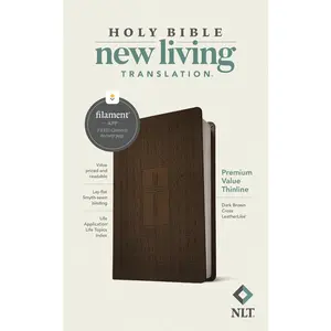 NLT Premium Value Thinline Bible, Filament Enabled (Leatherlike, Dark Brown Cross) -- New Living Translation - Bible