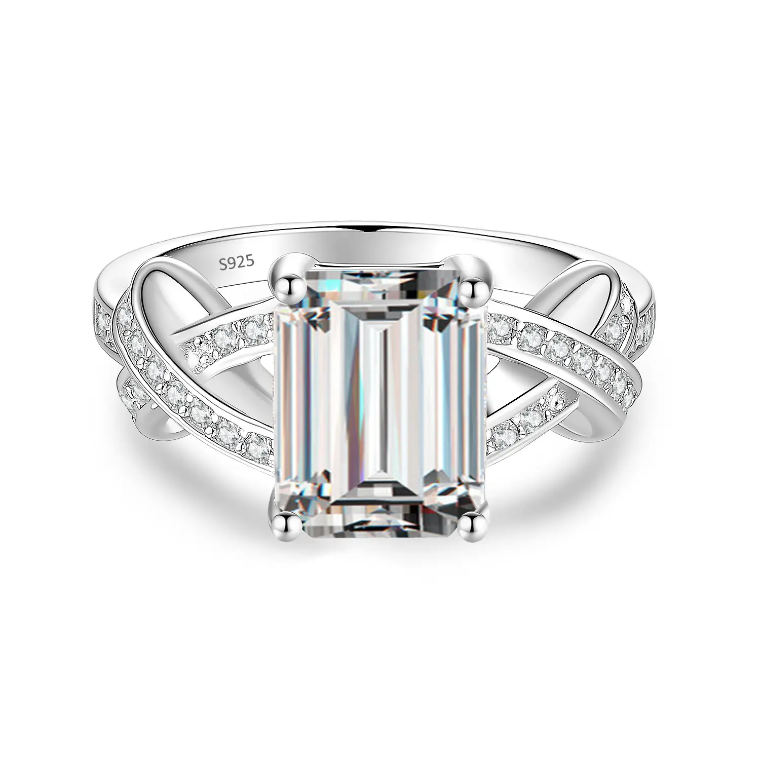 3CT Radiant Cut Moissanite Ring for Women, D Color VS1 Clarity, 925 Sterling Silver Engagement Ring, Luxury Sparkling Diamond Alternative Jewelry；Princess Moissanite Women's Ring