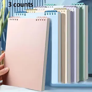 Portable Coil Notebook (3/6 Counts), Portable Thick Lined & Grid Paper Book Journal Stationery for Students, School Supplies, Stationery Office Supplies
