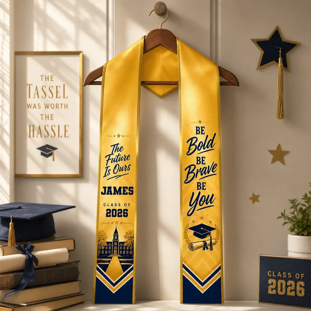 Personalized Be Bold Be Brave Be You Graduation Stole – Custom Photo and Name
