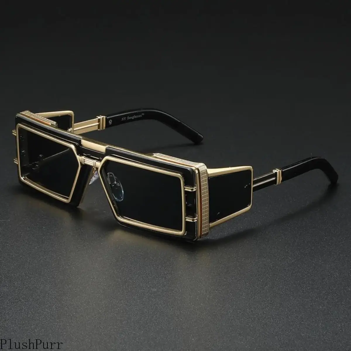Women's Futuristic Glam Sunglasses, Oversized Geometric Square Metal Frame - Bold Statement Sun Protection for Festivals, Uv400