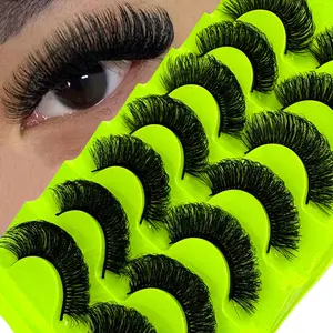 7 Pairs Russian Curl Eyelash Extensions, Artificial Mink Lashes, Cat Eye Style, Fluffy Lashes, Natural Look D Curl Volume Lashes Voluminous False Lashes, Eyelashes Set