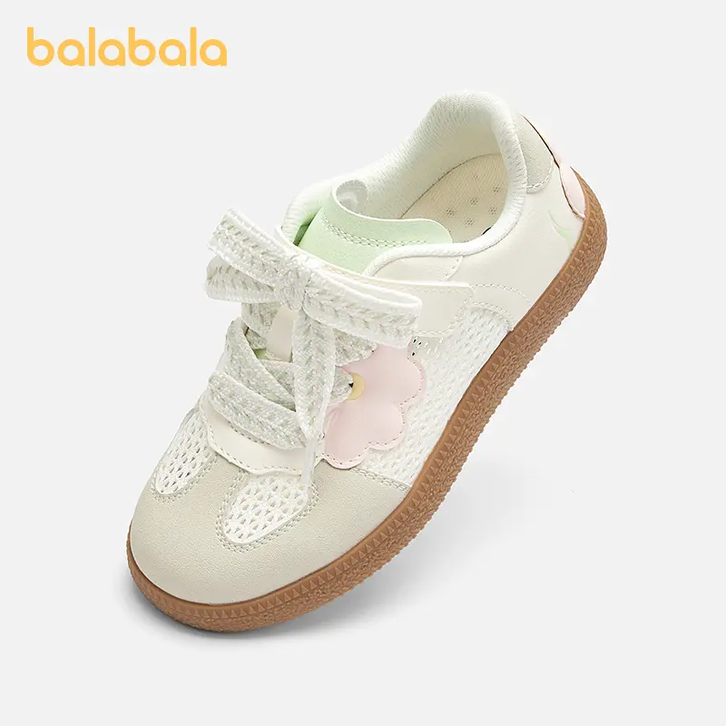 Balabala Girls' Trainer Sneakers - Mesh Fabric, Floral Print, Round Toe, Breathable Casual Trainers for Ages 3-14 (4-5 Years Included) with Playful Touch for Daily Walks, Trainer Sneaker, Shoes