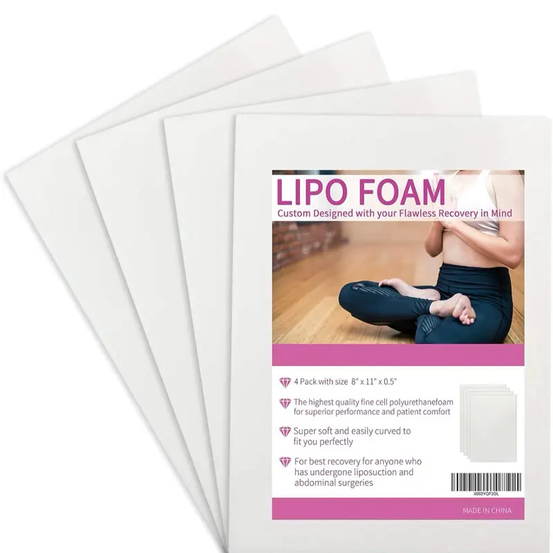 Lipo Foam Pads for Post Surgery, Bbl Foam Boards after Lipo,Help Out When Using Ab Board Compression Garments Tummy Tuck, 4 Pack Liposuction Surgery Foam Sheet for Recovery 8" X 11