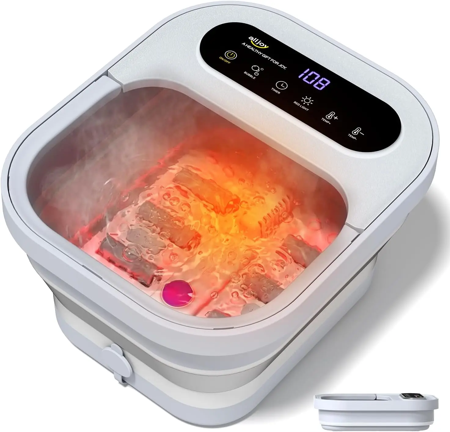 Alljoy Collapsible Foot Spa Bath Massager with Heat, Bubbles & Shiastu Massage, Built-in Pumice Stone & Adjustable Timer, Foot Soaking Tub for Home Relaxation & Stress Relief, Ideal Gift for Men & Women Set Lightweight